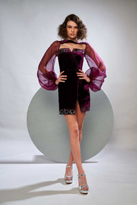 Velvet Wraparound Short Dress