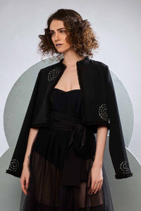 Boned Bodysuit With Tulle Pleated Dress