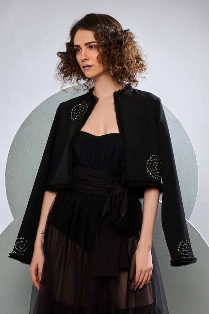 Boned Bodysuit With Tulle Pleated Dress