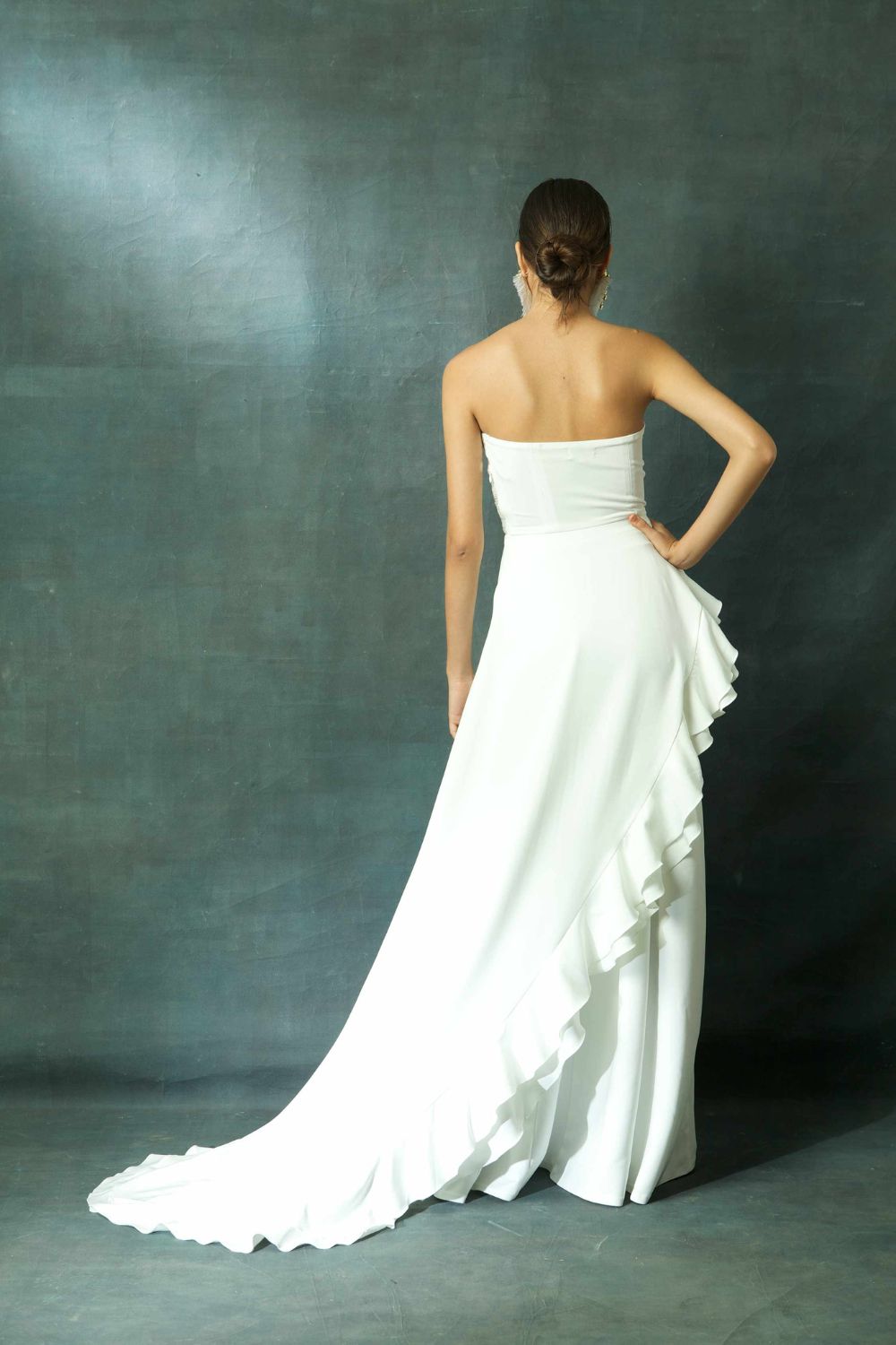 Embroidered Peplum Gown