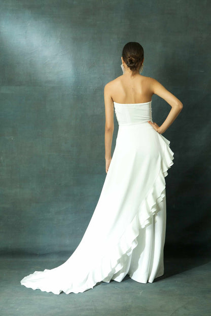 Embroidered Peplum Gown