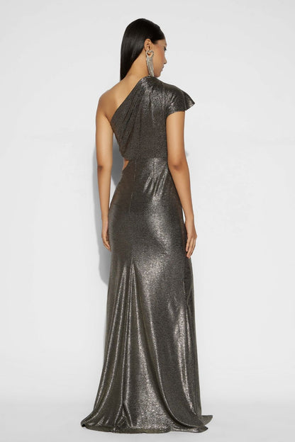 One shoulder slit gown