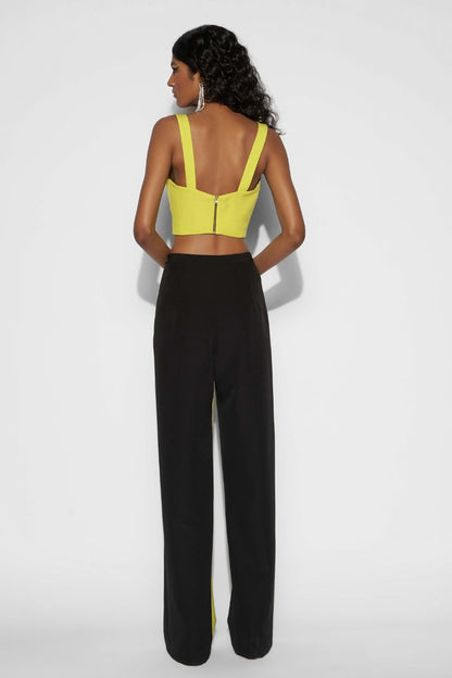 Corset top with colorblocking pant set