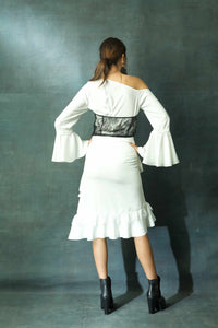 Off Shoulder Top With Ruffled Skirt