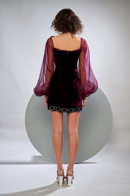 Velvet Wraparound Short Dress