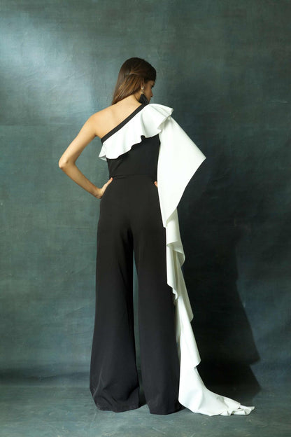 Jumpsuit With Ruffled Open Sleeves